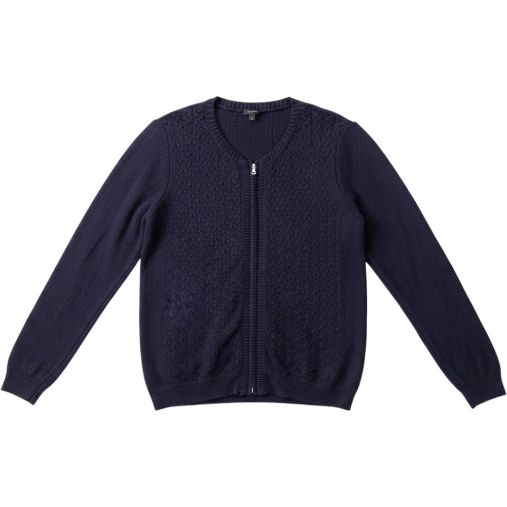 Talbots Navy Blue Merino Wool Cashmere Blend Zip Front Cardigan Sweater XL